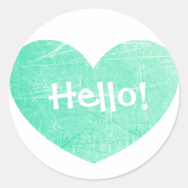 Hello Teal Heart Stickers (Front)