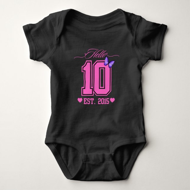 Hello Ten Digits Cute Coquette 10th Birthday Girl Baby Bodysuit (Front)