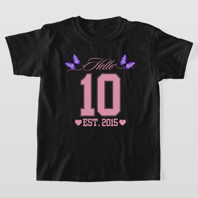 Hello Ten Digits Cute Coquette 10th Birthday Girl T-Shirt (Laydown)