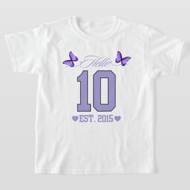 Hello Ten Digits Cute Coquette 10th Birthday Girl T-Shirt (Laydown)