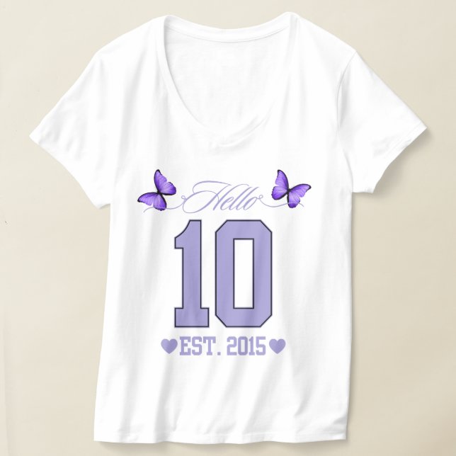 Hello Ten Digits Cute Coquette 10th Birthday Girl T-Shirt (Laydown)