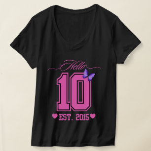 Hello Ten Digits Cute Coquette 10th Birthday Girl T-Shirt