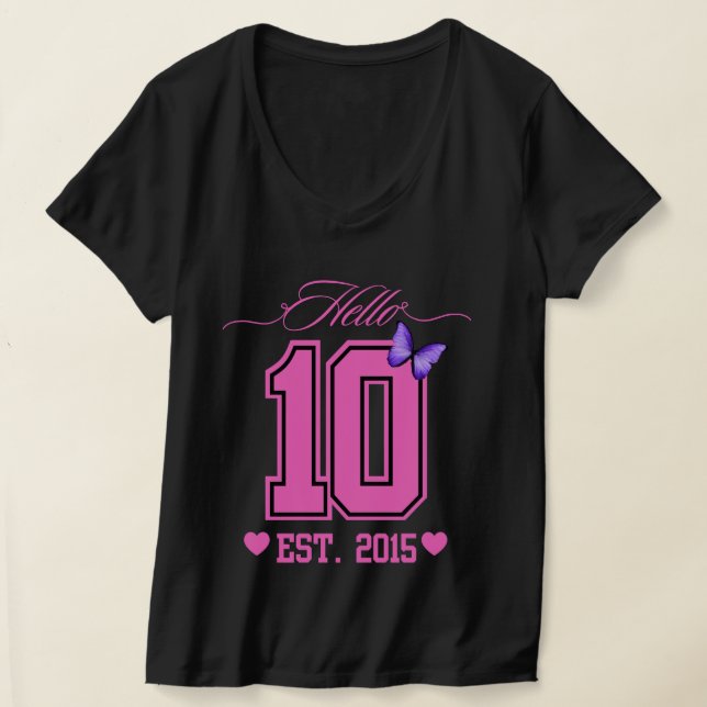 Hello Ten Digits Cute Coquette 10th Birthday Girl T-Shirt (Laydown)