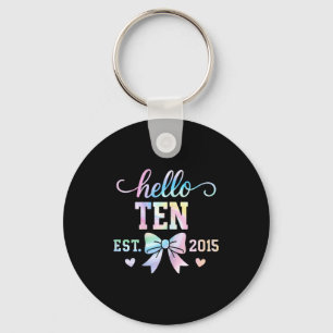 Hello Ten Est 2015 Coquette Bow 10th Birthday Girl Key Ring