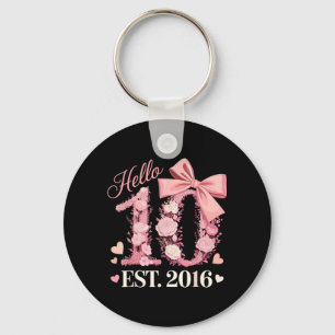 Hello Ten EST 2016 10th Birthday Coquette Bow 10 Key Ring