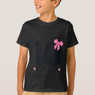 Hello Ten Est 2016 10th Birthday Coquette Bow 10 Y T-Shirt