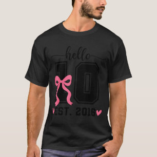 Hello ten est 2016 bow 10th birthday double digits T-Shirt