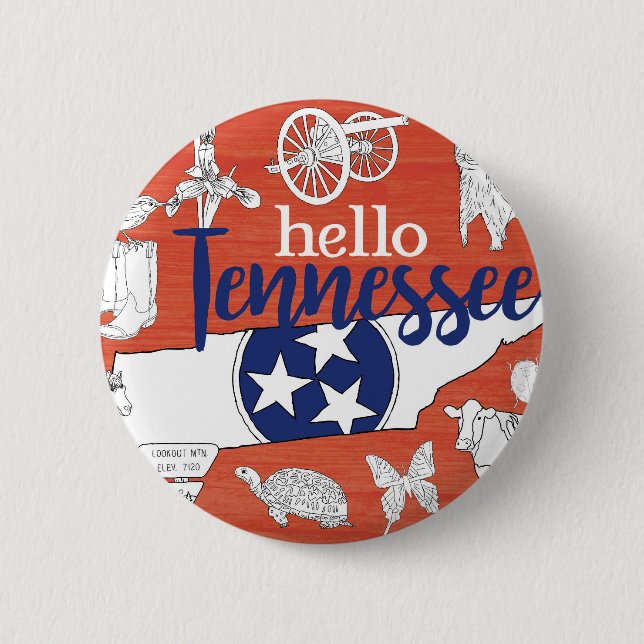 Hello Tennessee 6 Cm Round Badge (Front)