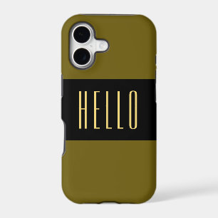 HELLO Text Sporty Wide Golden Olive Black Stripes