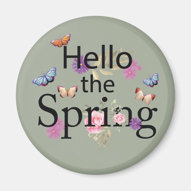 Hello The Spring Flower Magnet (Front)