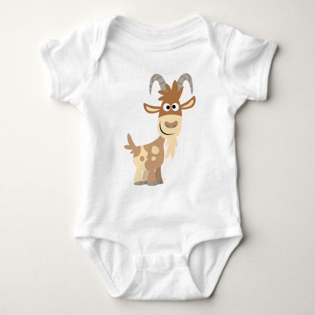 "Hello There!" Cute Cartoon Goat  Baby Apparel Bodysuit (Front)