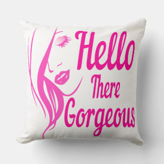 Hello There Gorgeous Lovely Lady Face Typography Cushion
