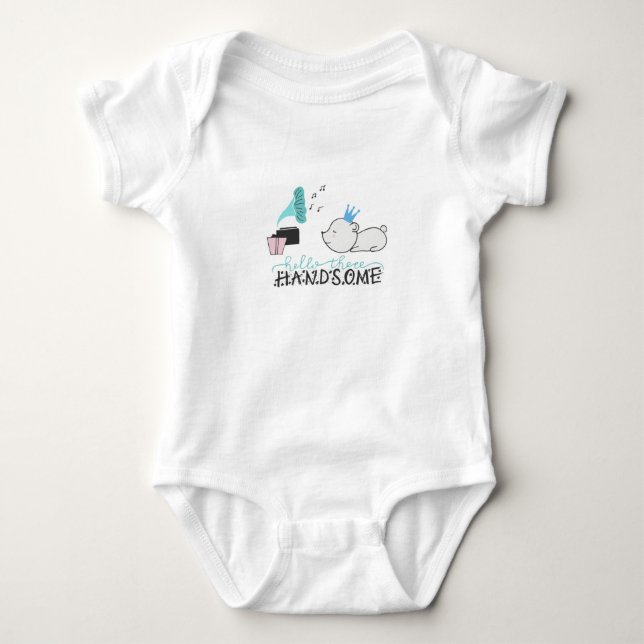 "Hello There Handsome" Baby Jersey Bodysuit 0-24 M (Front)