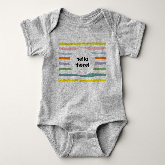 Hello There! Rainbows One-Piece Baby Bodysuit (Front)