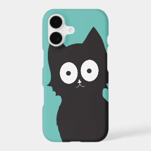 Hello There! Teal Black Kitty Silhouette