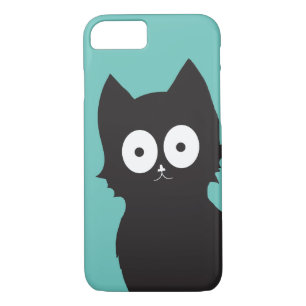 Hello There! Teal Black Kitty Silhouette Case-Mate iPhone Case