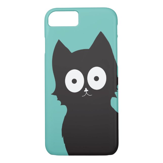 Hello There! | Teal Black Kitty Silhouette Case-Mate iPhone Case (Back)