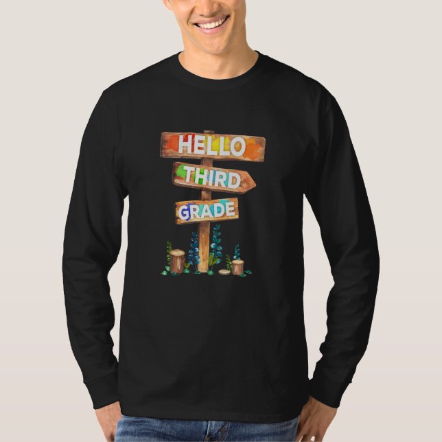 Hello Third Grade  3rd Grade Back To School Gif T-Shirt (Front)