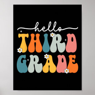 Hello Third Grade Back to School 3rd Grade Teacher Poster