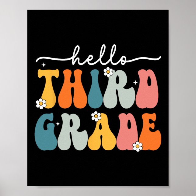 Hello Third Grade Back to School 3rd Grade Teacher Poster (Front)