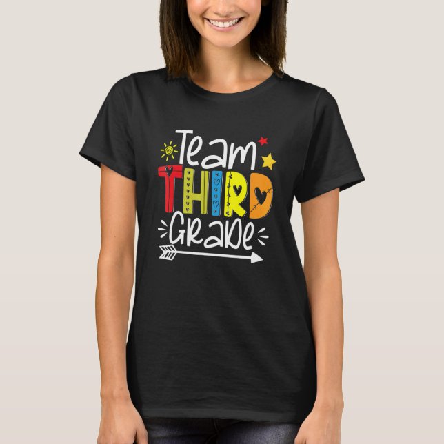 Hello Third Grade  Back To School 3rd Teacher Stud T-Shirt (Front)