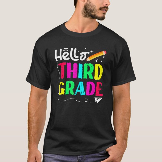Hello Third Grade Back To School Design T-Shirt (Front)