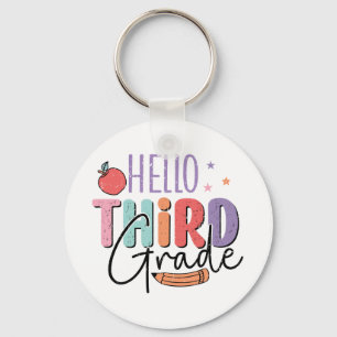 Hello Third Grade Back to School Key Ring