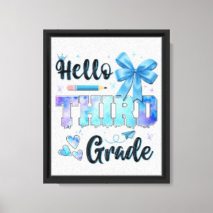 Hello Third Grade First Day of School Coquette Canvas Print