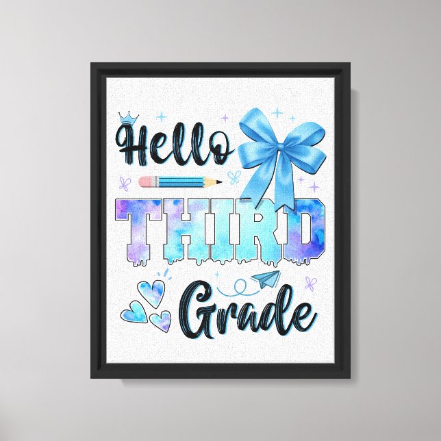 Hello Third Grade First Day of School Coquette  Canvas Print (Front)