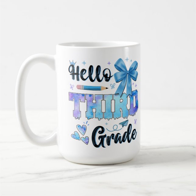 Hello Third Grade First Day of School Coquette  Coffee Mug (Left)
