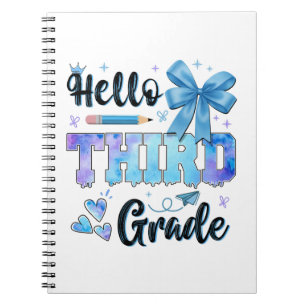 Hello Third Grade First Day of School Coquette Notebook