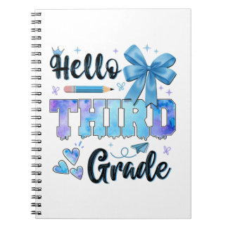 Hello Third Grade First Day of School Coquette  Notebook