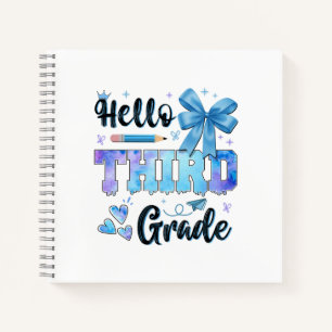 Hello Third Grade First Day of School Coquette Notebook