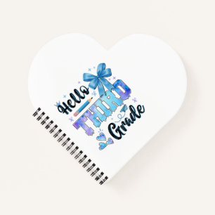 Hello Third Grade First Day of School Coquette Notebook