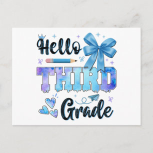 Hello Third Grade First Day of School Coquette Postcard