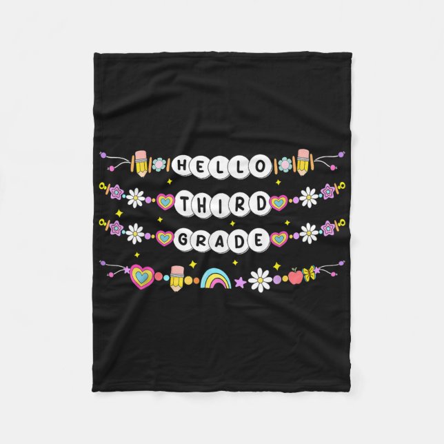 Hello Third Grade Friendship Bracelets Back To Sch Fleece Blanket (Front)
