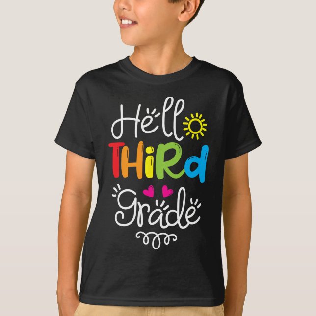 Hello Third Grade  Fun 3rd Grade Back to School Gi T-Shirt (Front)