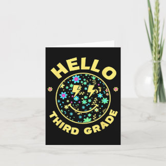 Hello Third Grade Happy Face 3rd Grade Squad Back  Card