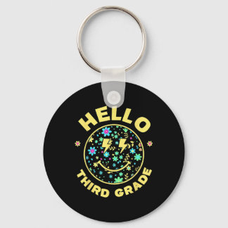 Hello Third Grade Happy Face 3rd Grade Squad Back Key Ring