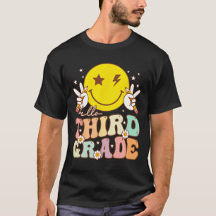 Hello Third Grade Hippie Smile Face 3rd Grade Back T-Shirt