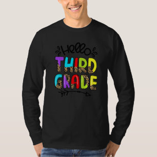 Hello Third Grade Leopard Back To School Teacher S T-Shirt