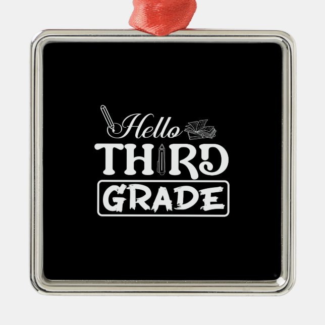 Hello Third Grade Metal Tree Decoration (Front)