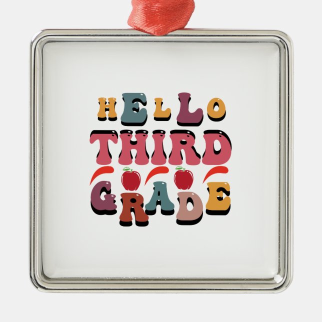 Hello Third Grade Metal Tree Decoration (Front)