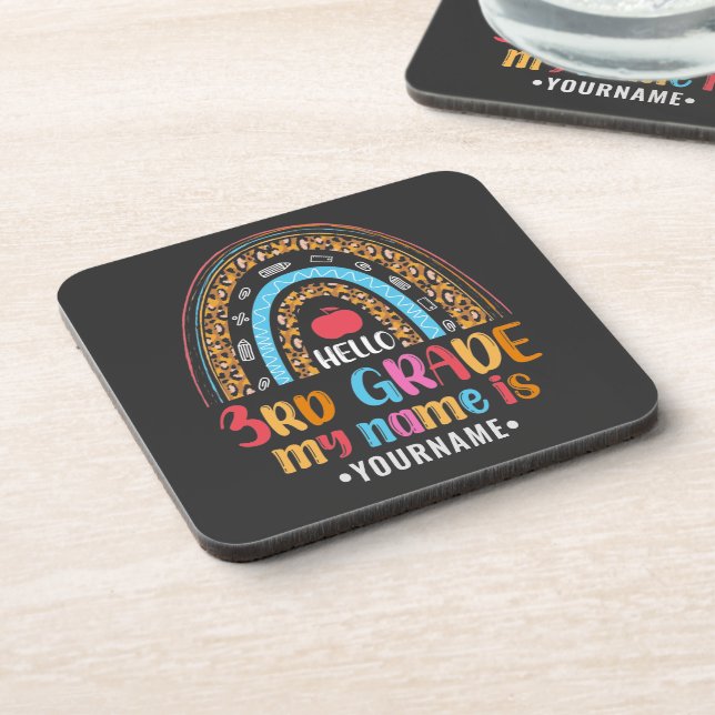 Hello Third Grade My Name is...Back to School Gift Coaster (Left Side)