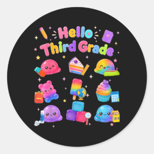 Hello Third Grade Teacher Kids Back To School Classic Round Sticker