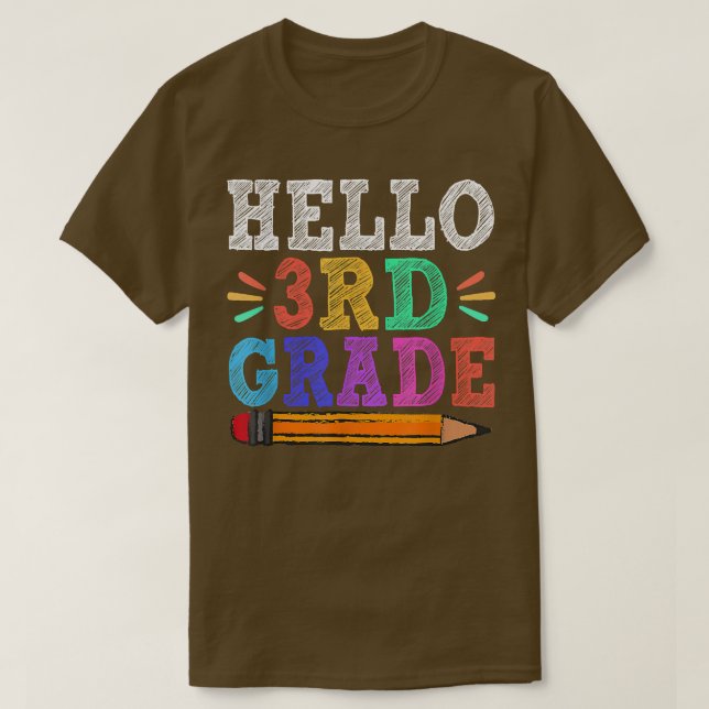 Hello Third Grade Team 3rd Grade Back to School Cu T-Shirt (Design Front)