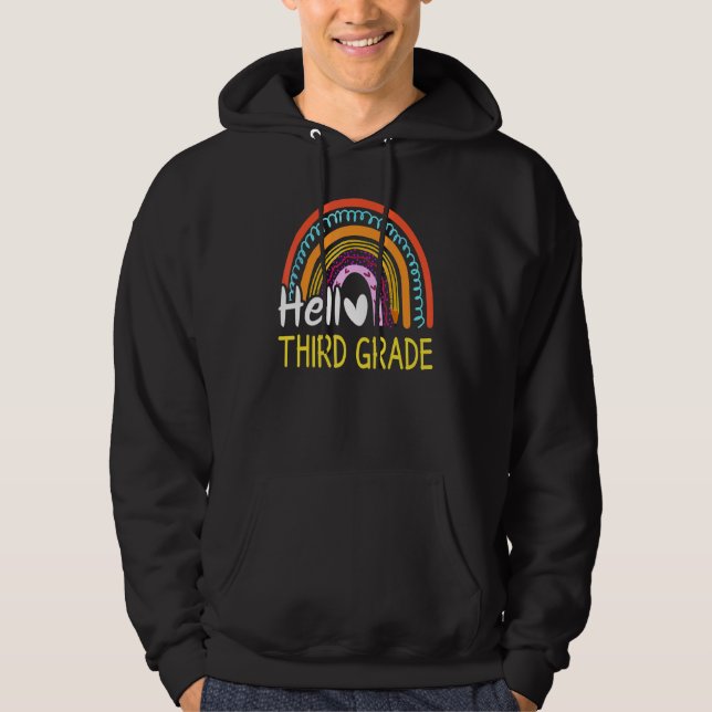 Hello Third Grade Team 3rd Grade Back To School Ra Hoodie (Front)