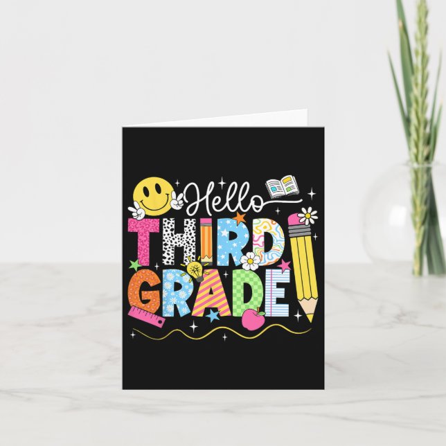 Hello Third Grade Team 3rd Grade Back To School Te Card (Front)