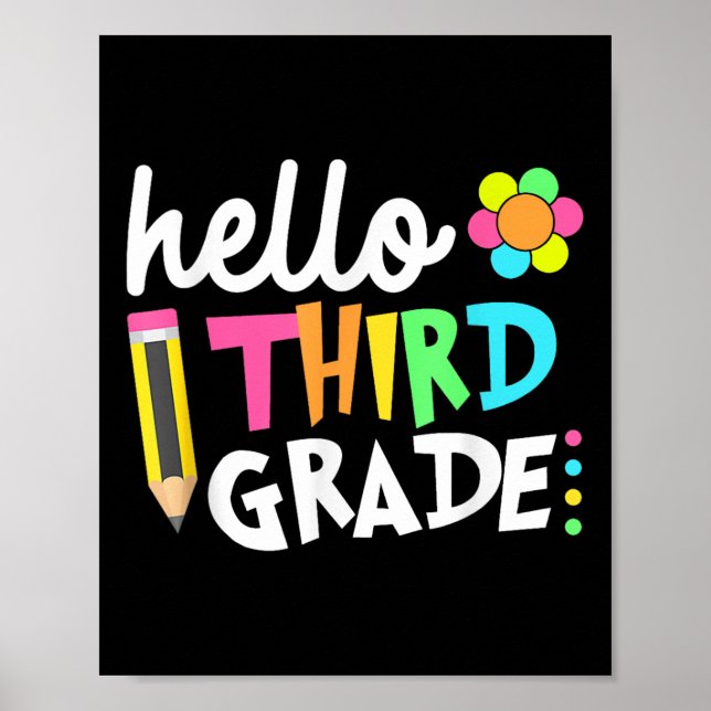 Hello Third Grade Team 3rd Grade Back To School Te Poster (Front)