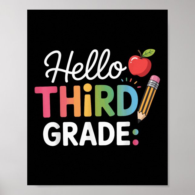 Hello Third Grade Team 3rd Grade Back To School Te Poster (Front)